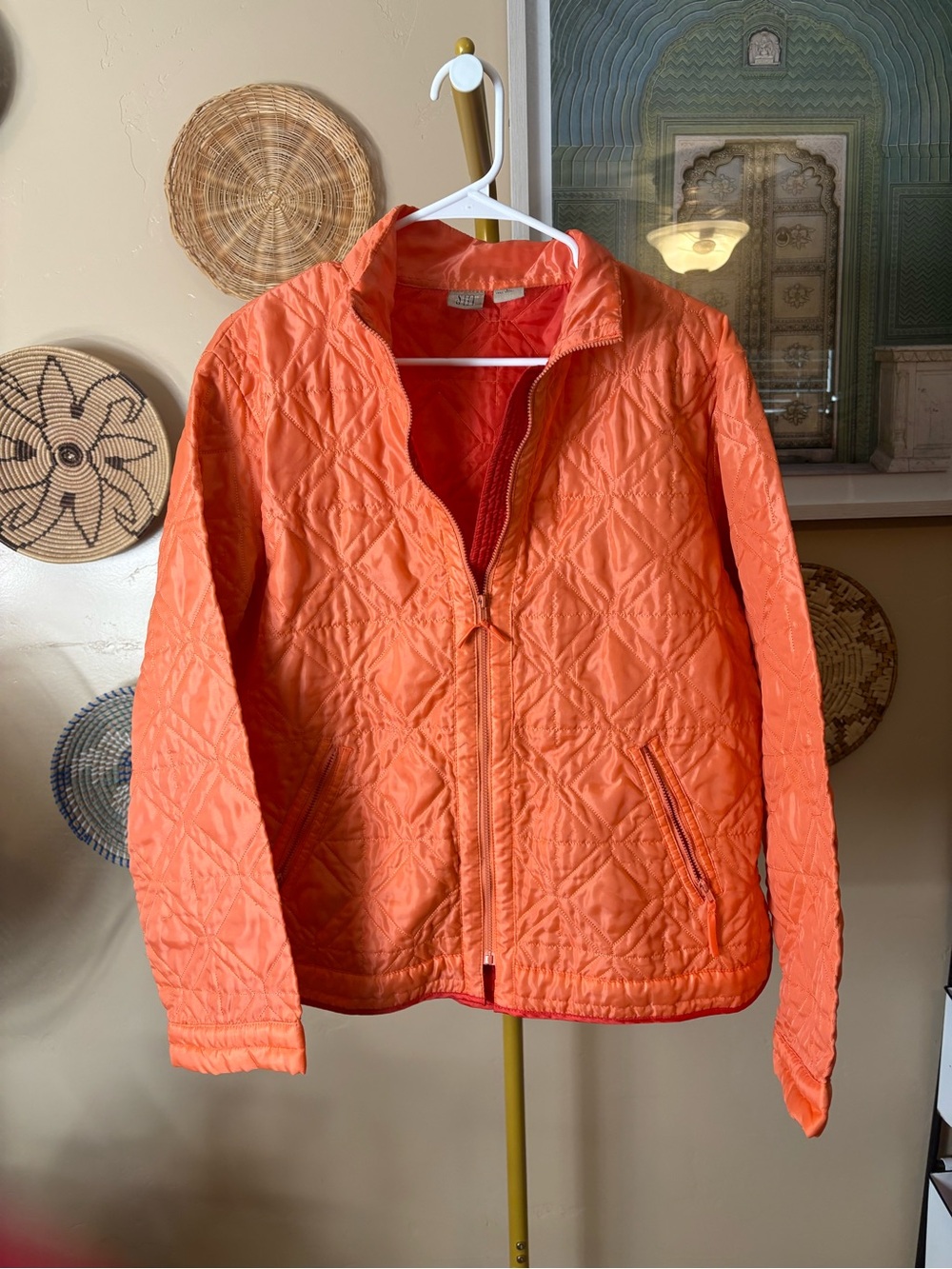 Lightweight Quilted Puffer Jacket in Vibrant Orange